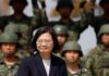 Taiwan president reviews troops ahead of sensitive U.S. visit