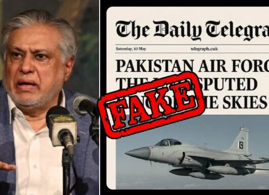 Pakistan’s Deputy PM Ishaq Dar Cites Fake News to Laud PAF