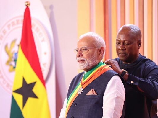 PM Modi conferred Ghana’s highest honour for distinguished statesmanship, influential global leadership